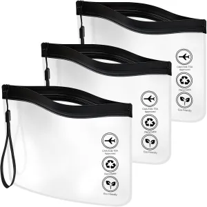 Travel Toiletry Bags, Portable Water Proof Makeup Size Bag, For Cosmetics and Liquids, Transparent Women Men Toiletries For Travel, 3 Pcs, Black
