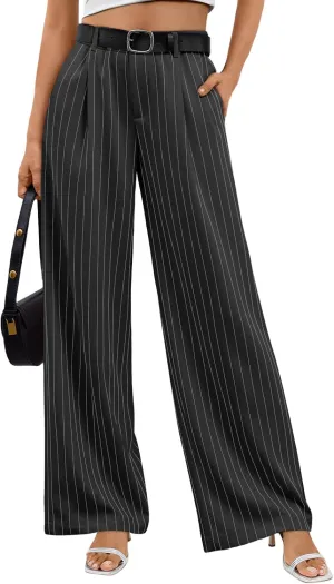 Trendy Queen Women's Wide Leg Dress Pants High Waisted Slacks Dressy Work Trousers with Pockets