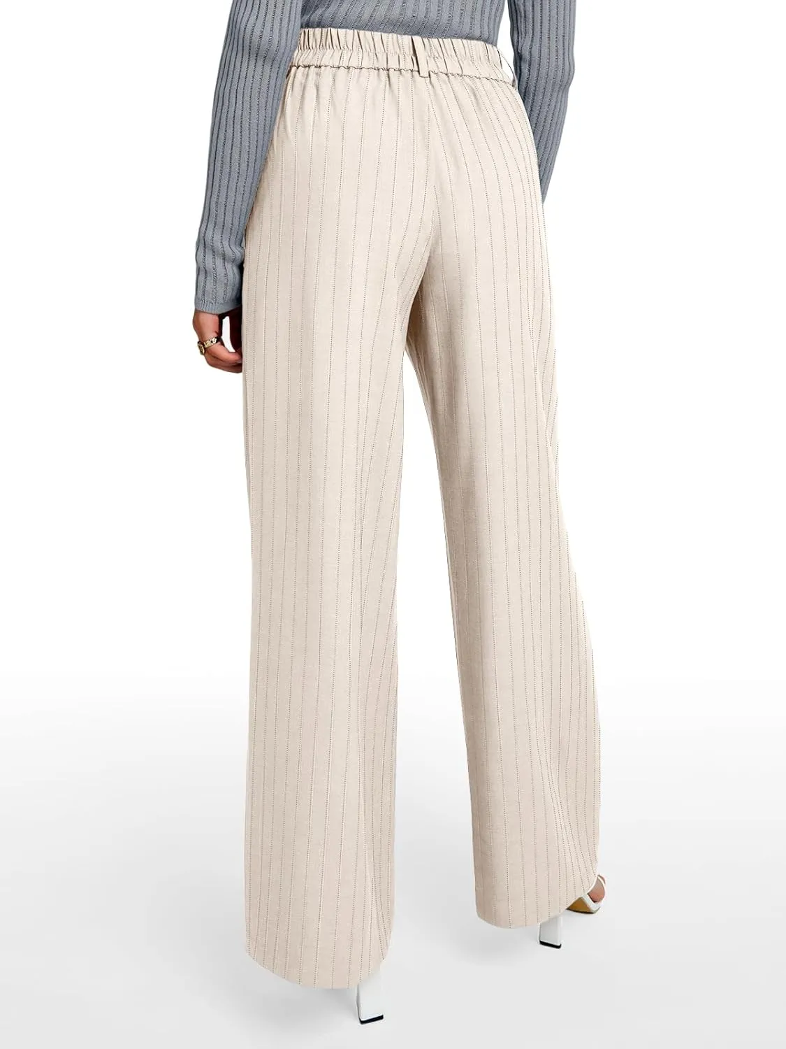 Trendy Queen Women's Wide Leg Dress Pants High Waisted Slacks Dressy Work Trousers with Pockets