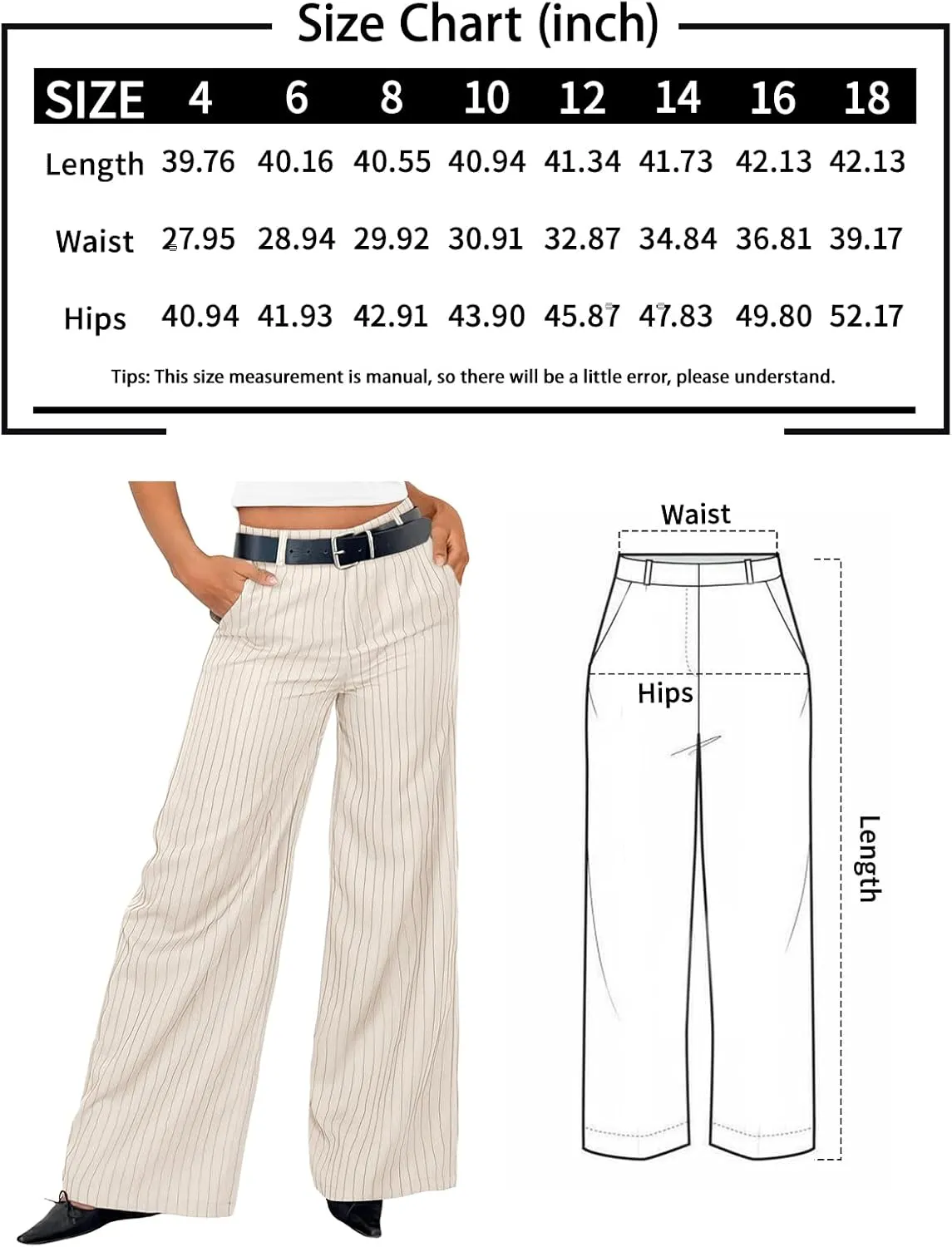 Trendy Queen Women's Wide Leg Dress Pants High Waisted Slacks Dressy Work Trousers with Pockets