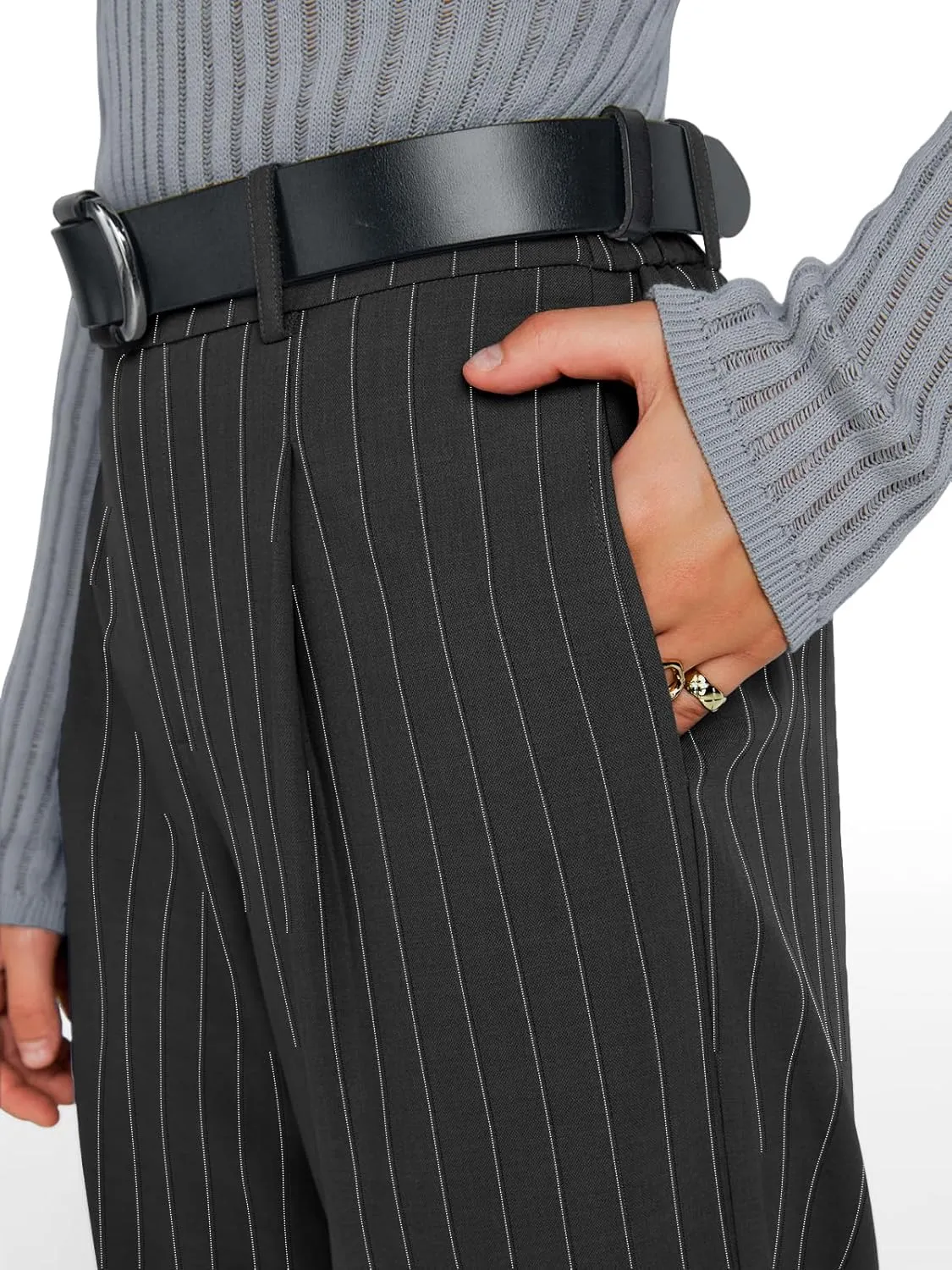Trendy Queen Women's Wide Leg Dress Pants High Waisted Slacks Dressy Work Trousers with Pockets