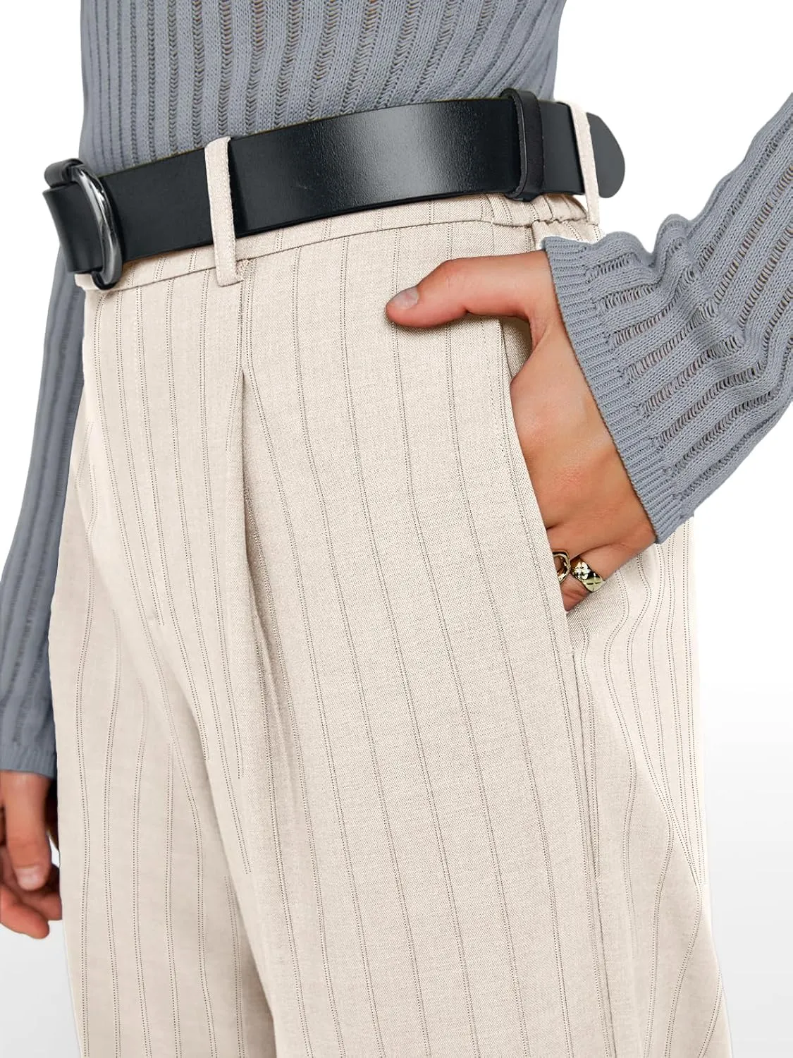 Trendy Queen Women's Wide Leg Dress Pants High Waisted Slacks Dressy Work Trousers with Pockets