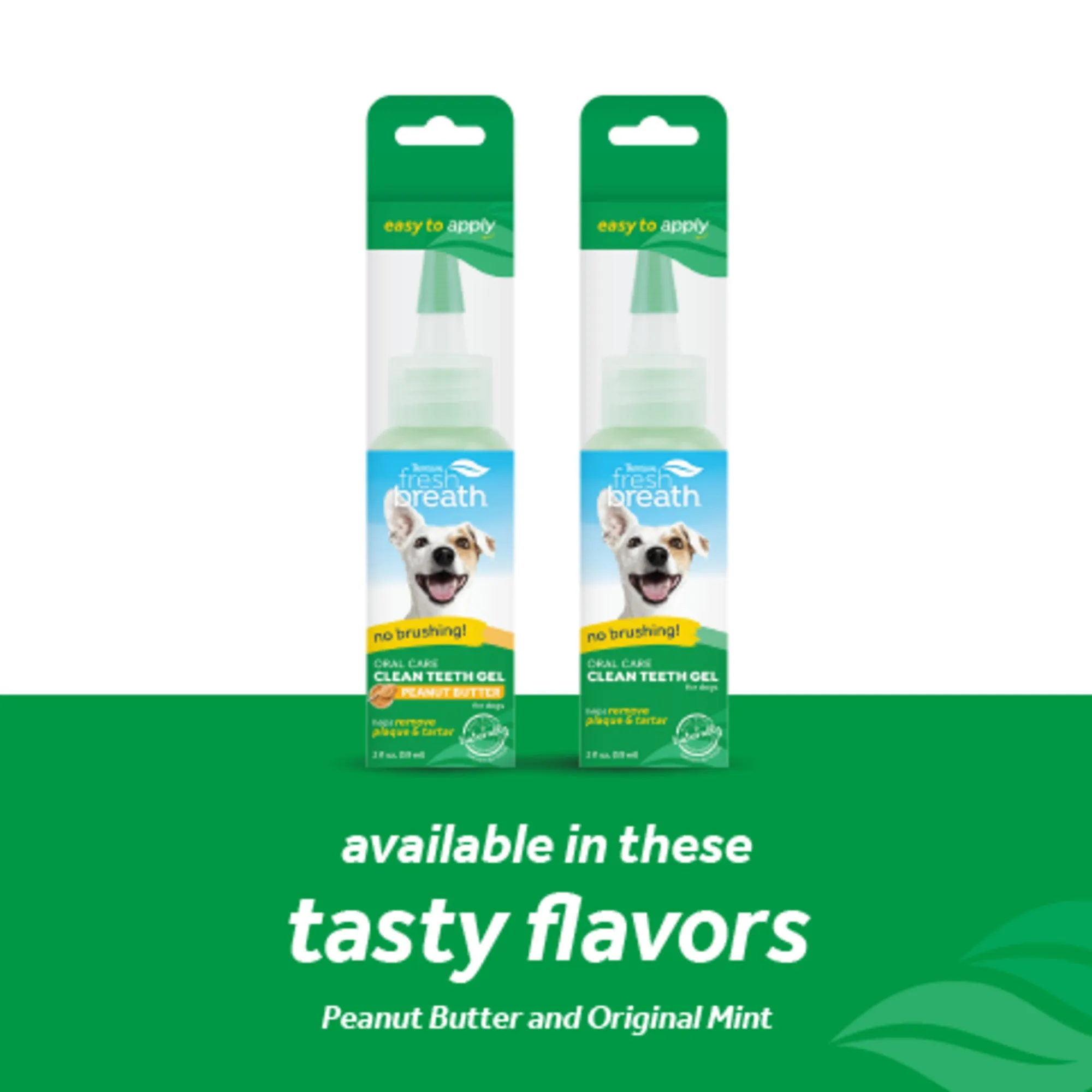 TropiClean Fresh Breath No Brushing Peanut Butter Flavor Clean Teeth Dental & Oral Care Gel for Dogs, 2oz