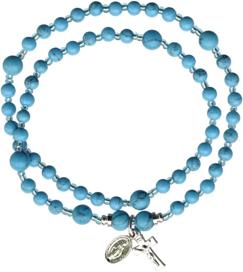 Turquoise Twist 4mm Rosary Bracelet