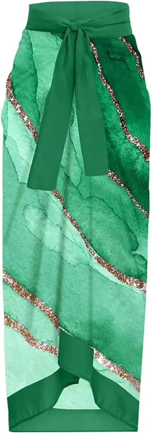 Two Piece Bathing Suits for Women Tummy Control Swimsuit Beach Coverup Maxi Wrap Skirts High Waisted Bikini Tankini Set