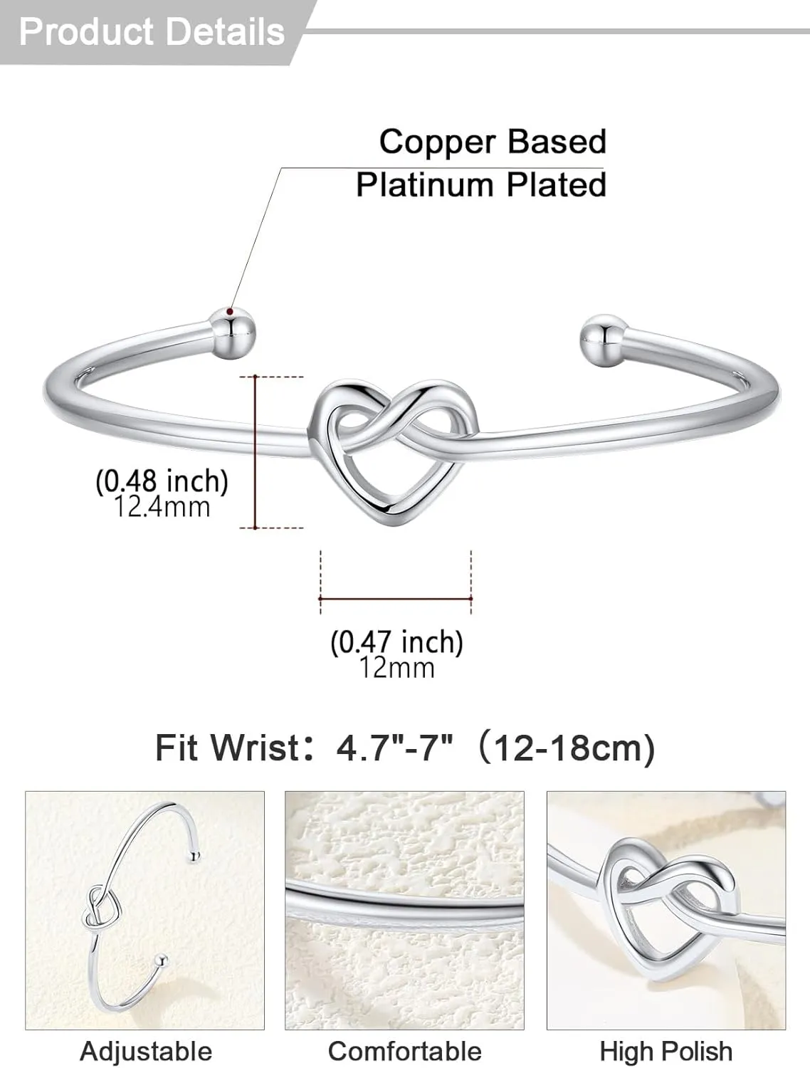 U7 Unisex Simple Cuff Bracelet 18K Real Gold Platinum Plated Fine Bracelets Fashion Jewelry Open Bangle Cuff Bracelets, Twisted or Heart Style
