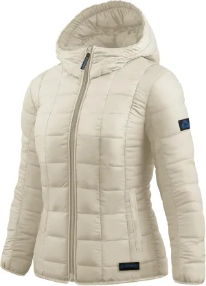 URBAN BUCK Packable Puffer Jacket Women with Hood  32 Degree Lightweight Quilted Winter Puff Foldable Jacket for Women