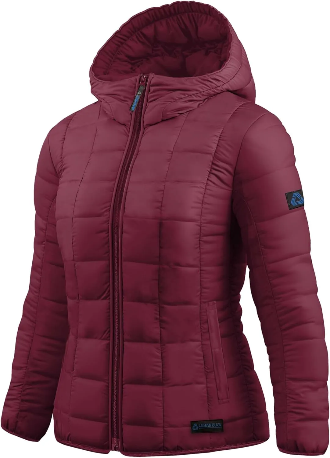 URBAN BUCK Packable Puffer Jacket Women with Hood  32 Degree Lightweight Quilted Winter Puff Foldable Jacket for Women