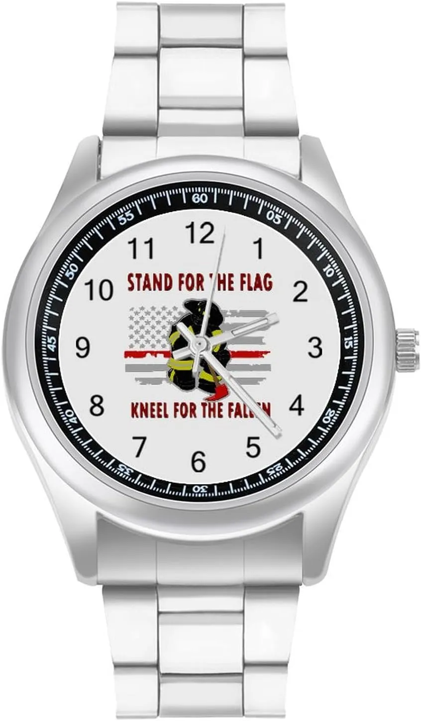 US Fireman Red Line Flag Fashion Classic Wrist Watches for Men Casual Business Dress Watch Gifts, style