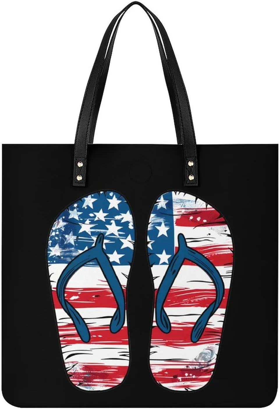 U.S Flag Flip Flops Top Handle Satchel Handbags PU Leather Tote Bags Shoulder Bags for Women