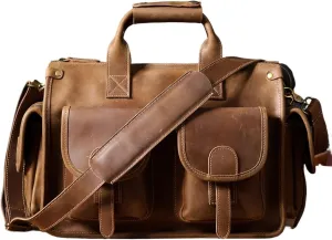 Vintage Men's Briefcase 14" Laptop Bags Messenger Handbag Leather Briefcase For Men for Work College Travel