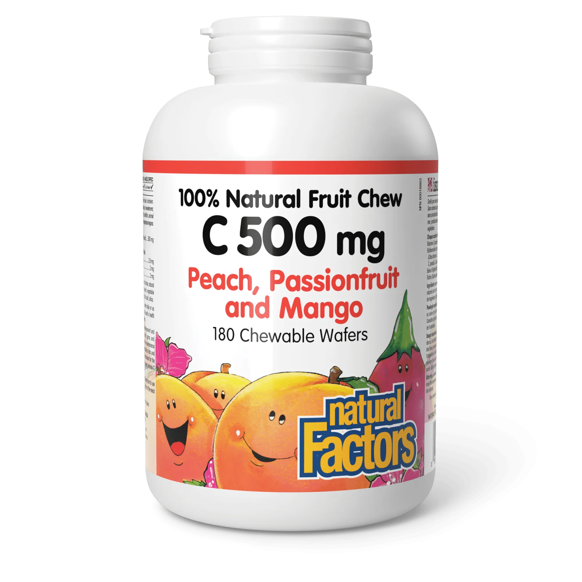 Vitamin C 500 mg 100% Natural Fruit Chew Peach, Passionfruit, and Mango