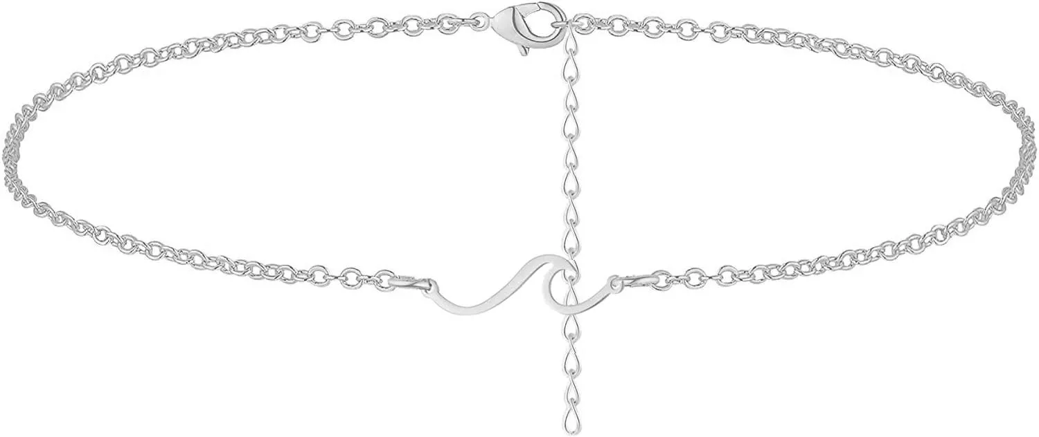 Wave Anklet Bracelet for Women Charm Summer Surfer Beach Link Foot Ankle Bracelets Jewelry