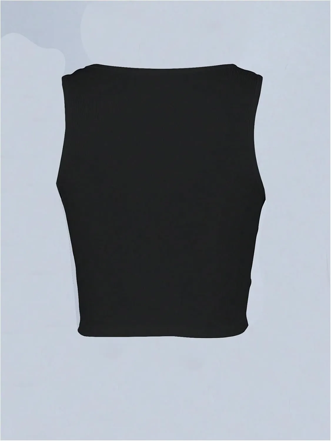 WDIRARA Women's Plus Size Graphic Print Notched V Neck Crop Tank Top Sleeveless Rib Knit T-Shirt