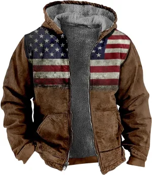 Winter Jackets for Men Heavyweight Sweatshirt Coat Hoodie Fleece Sherpa Lined Warm Jacket Zip Up Sweatshirt with Pockets