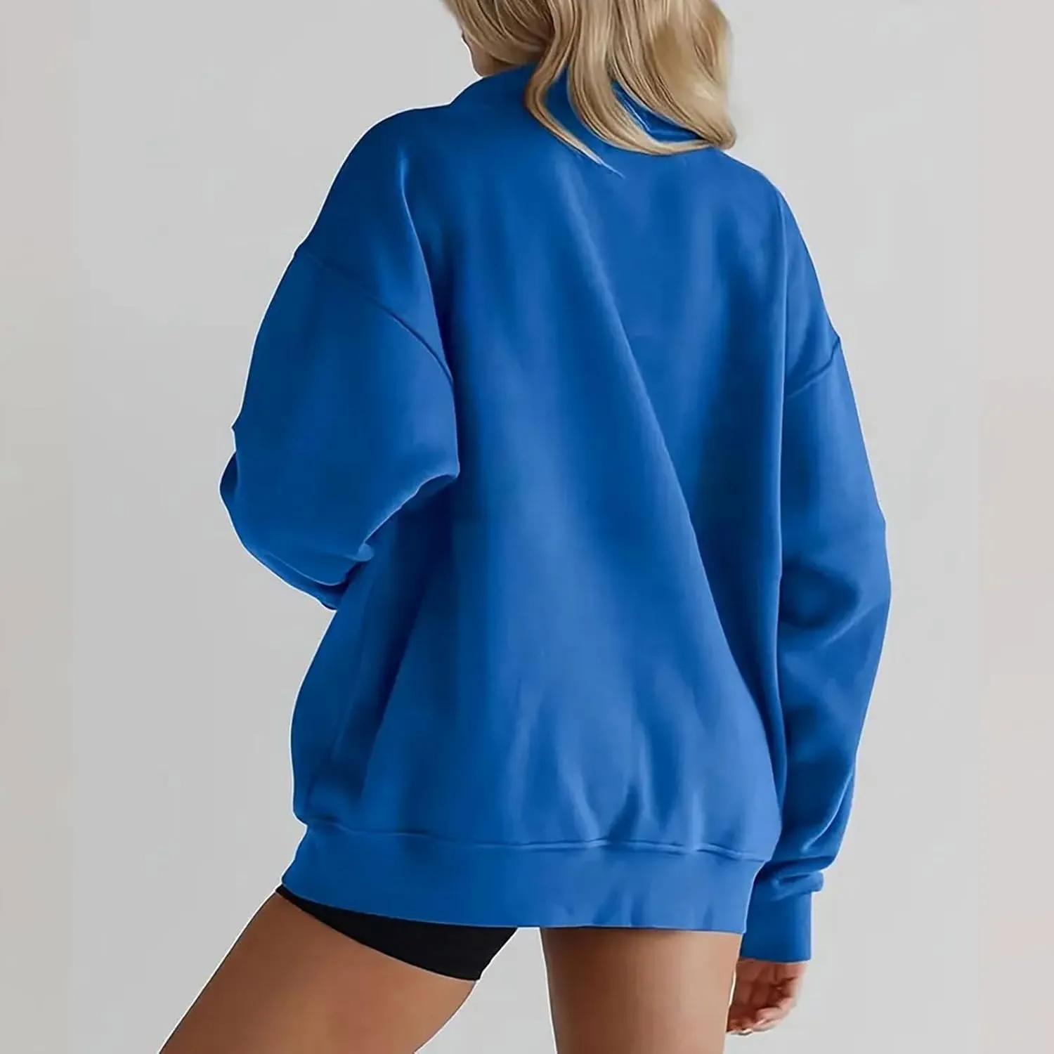 Women Fleece Half Zip Pullover Comfy Oversized Sweatshirt Trendy 1/4 Zip Up Hoodie Casual Fall Sweaters with Pockets