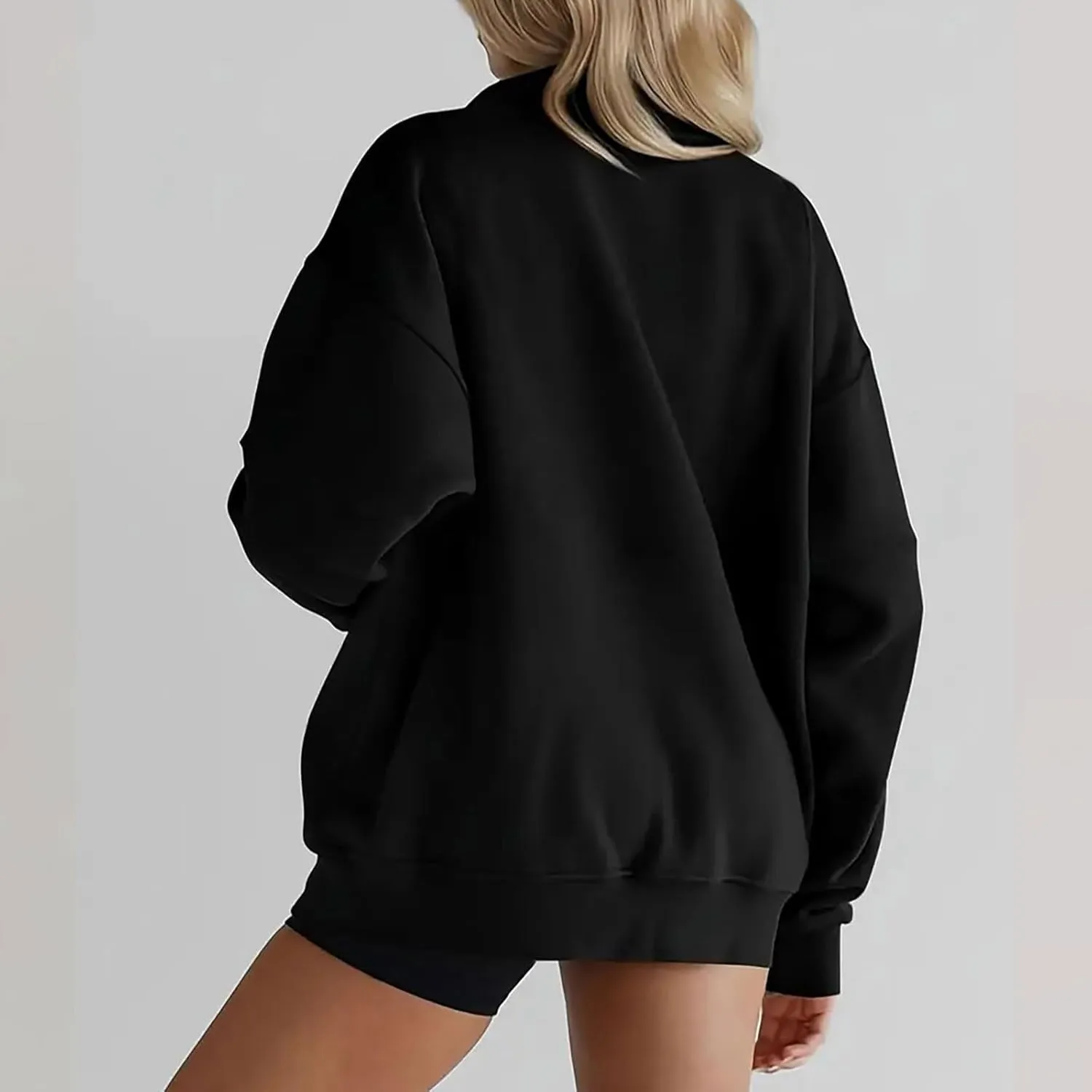 Women Fleece Half Zip Pullover Comfy Oversized Sweatshirt Trendy 1/4 Zip Up Hoodie Casual Fall Sweaters with Pockets