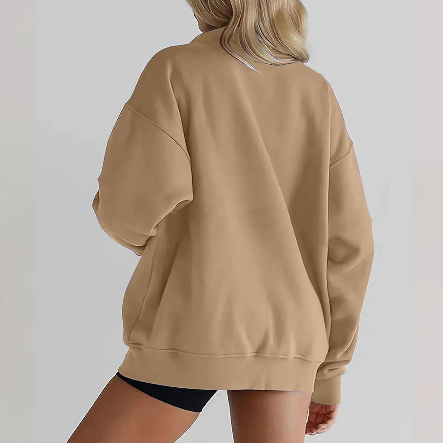 Women Fleece Half Zip Pullover Comfy Oversized Sweatshirt Trendy 1/4 Zip Up Hoodie Casual Fall Sweaters with Pockets