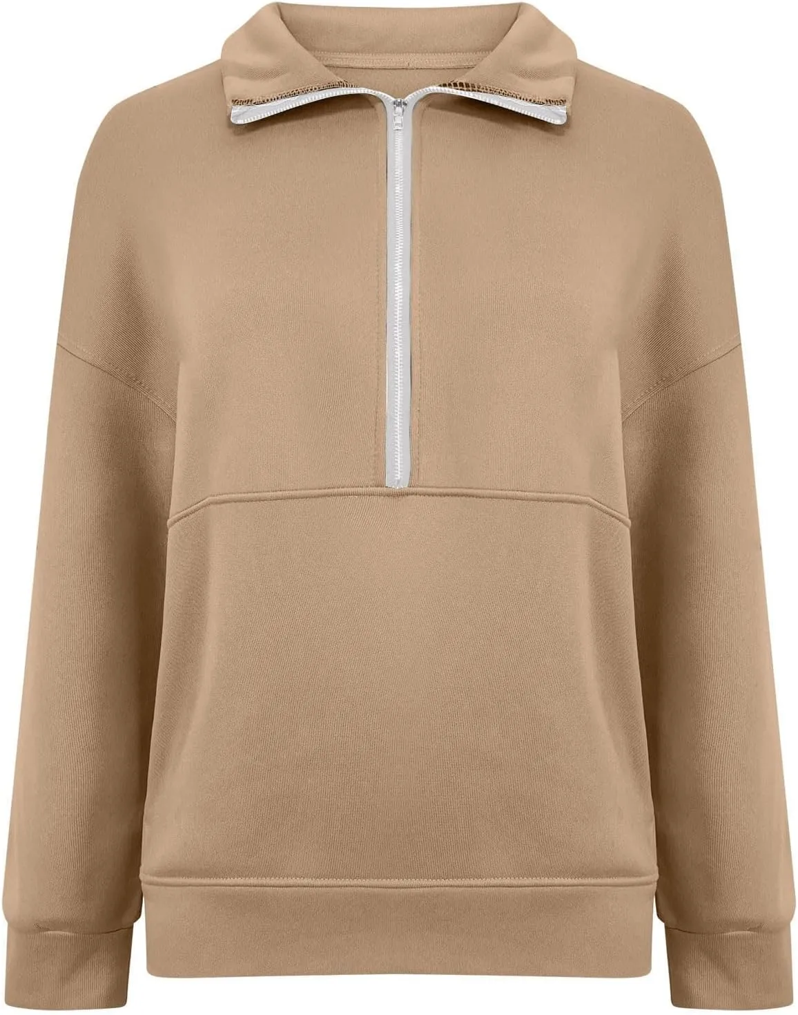 Women Fleece Half Zip Pullover Comfy Oversized Sweatshirt Trendy 1/4 Zip Up Hoodie Casual Fall Sweaters with Pockets
