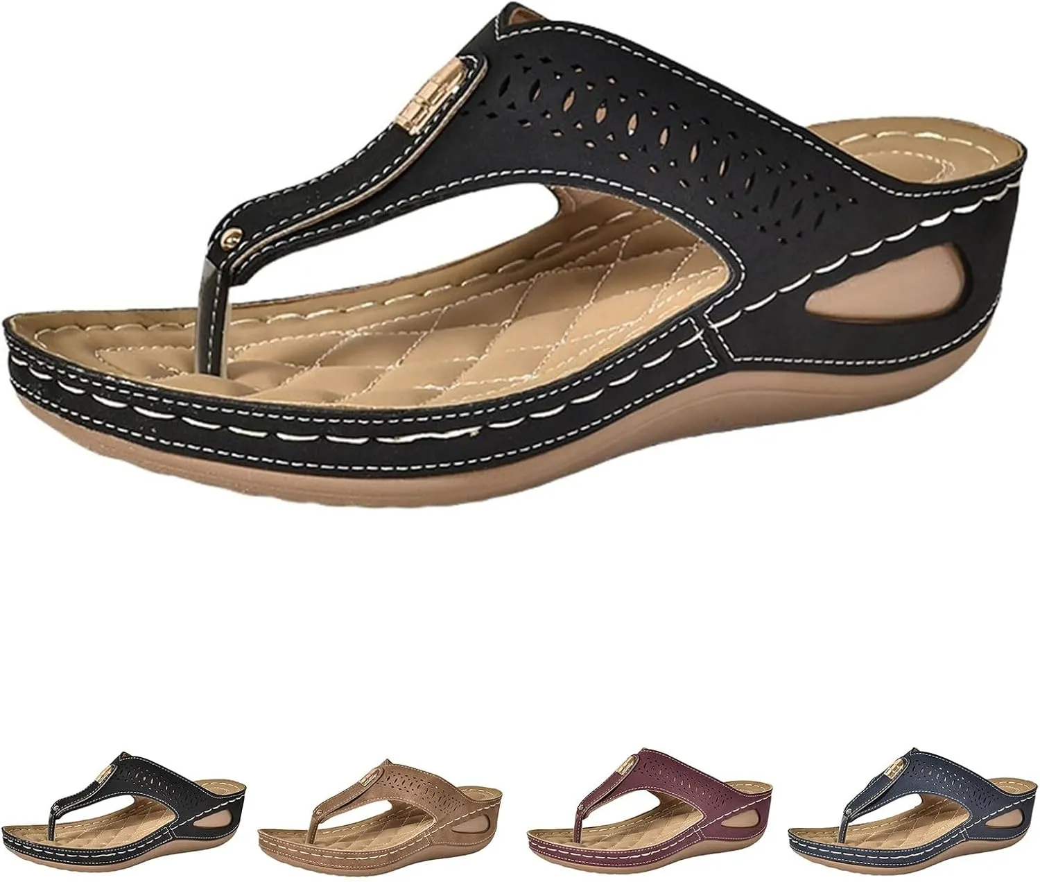 Women Orthopedic Sandals with Arch Support Flip-Flops Summer Open Toe Slippers Wedge Slippers Casual Athletic Sandals