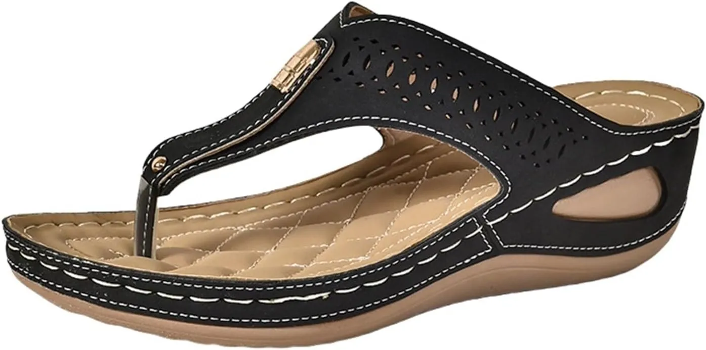 Women Orthopedic Sandals with Arch Support Flip-Flops Summer Open Toe Slippers Wedge Slippers Casual Athletic Sandals