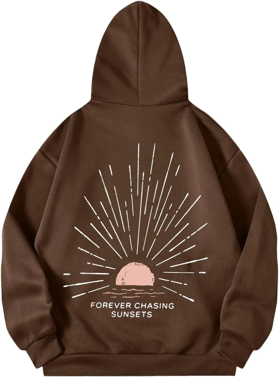 Women Oversized Hoodie Beachy Sweatshirt Letter Printed Always Chasing Sunsets Hoodies Solid Color Soft Top