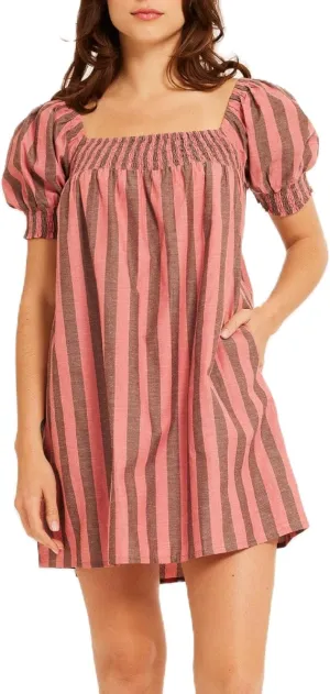 Women Puff Sleeve Babydoll Dress Square Neck Flowy Mini Dress Bow Tie Ruffle A Line Short Dress Summer Sundress