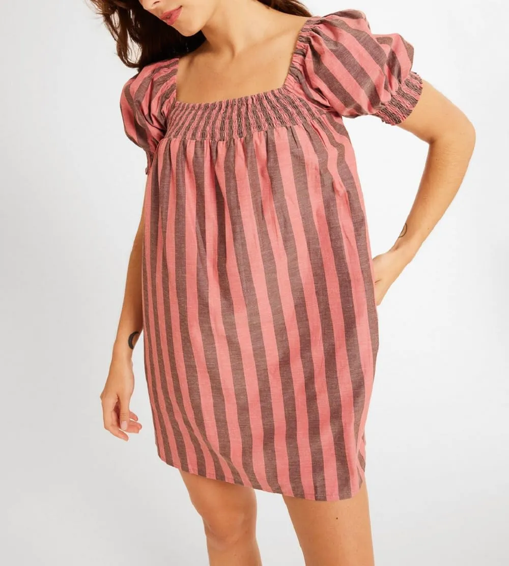 Women Puff Sleeve Babydoll Dress Square Neck Flowy Mini Dress Bow Tie Ruffle A Line Short Dress Summer Sundress