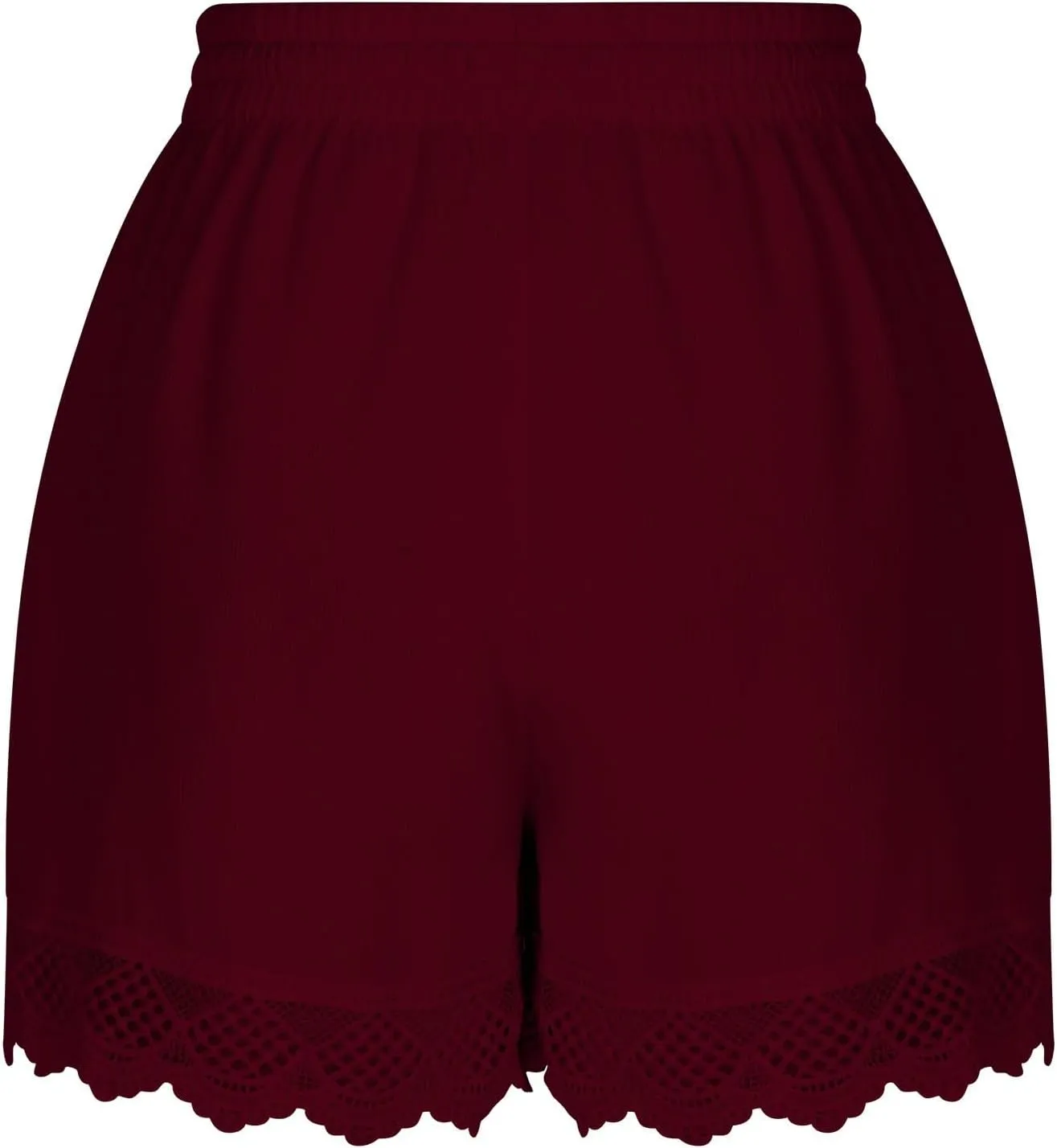 Women Summer Shorts Lace Trim Plus Size Casual Elastic Waist Wide Leg Lounge Shorts Bermuda Shorts