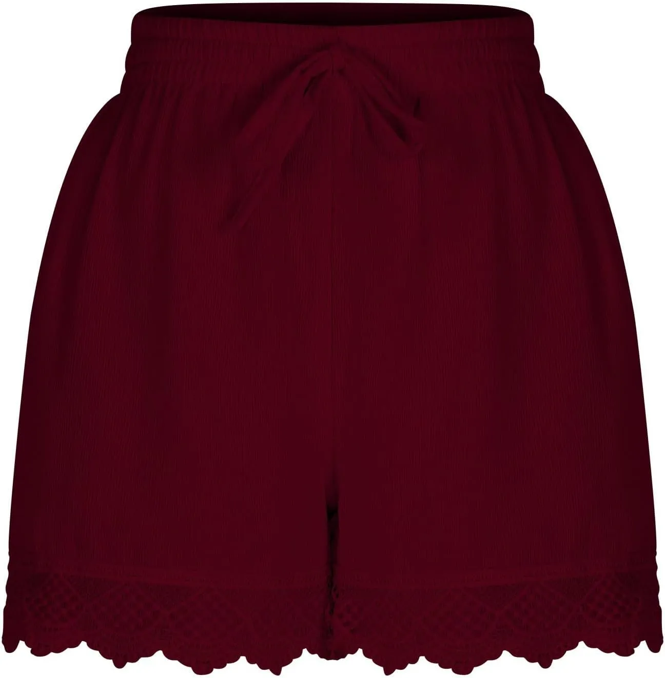 Women Summer Shorts Lace Trim Plus Size Casual Elastic Waist Wide Leg Lounge Shorts Bermuda Shorts