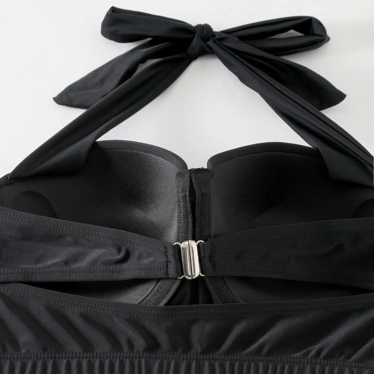 Women's 2 Piece Bikini Sets Tie Back Swim Suits High Waisted Push Up Cami Bra with Shorts Swimsuit Set