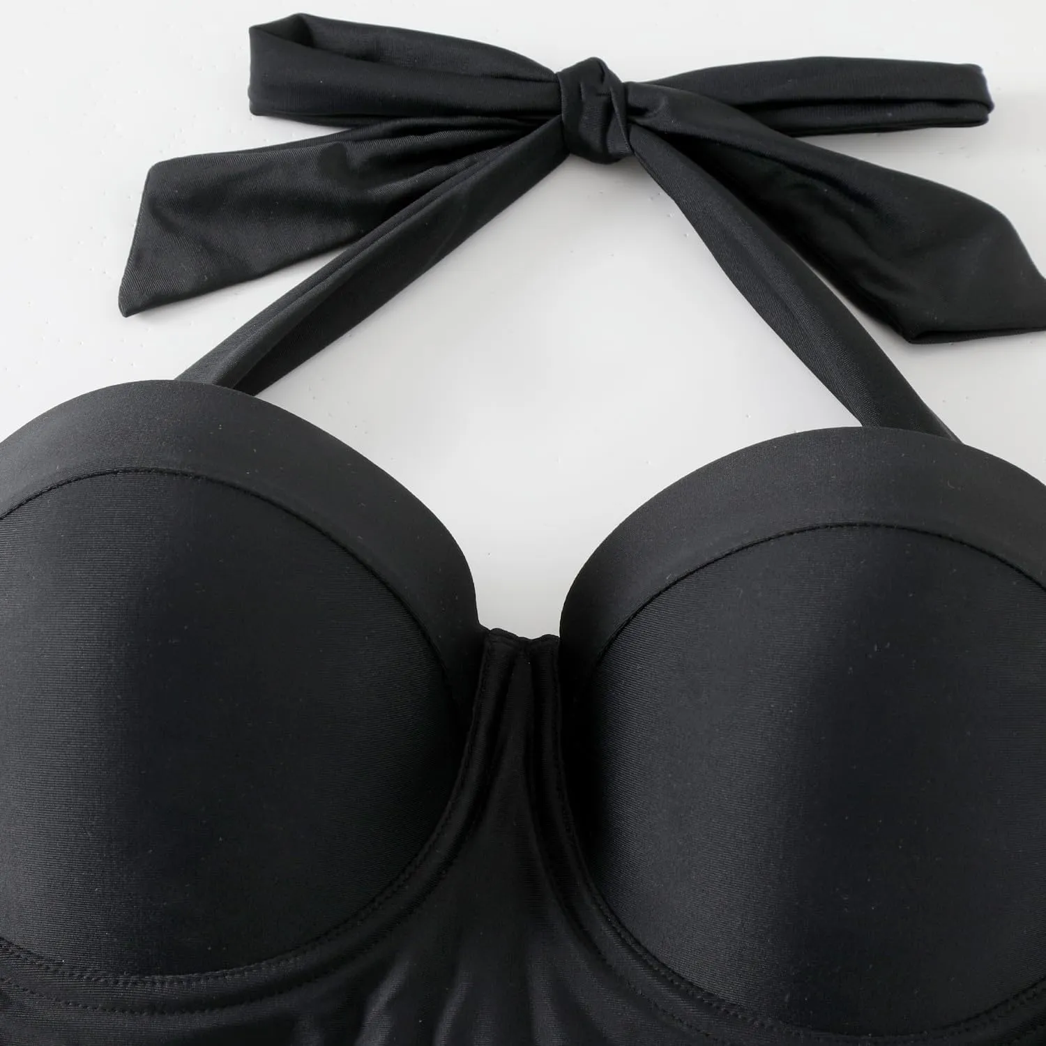 Women's 2 Piece Bikini Sets Tie Back Swim Suits High Waisted Push Up Cami Bra with Shorts Swimsuit Set