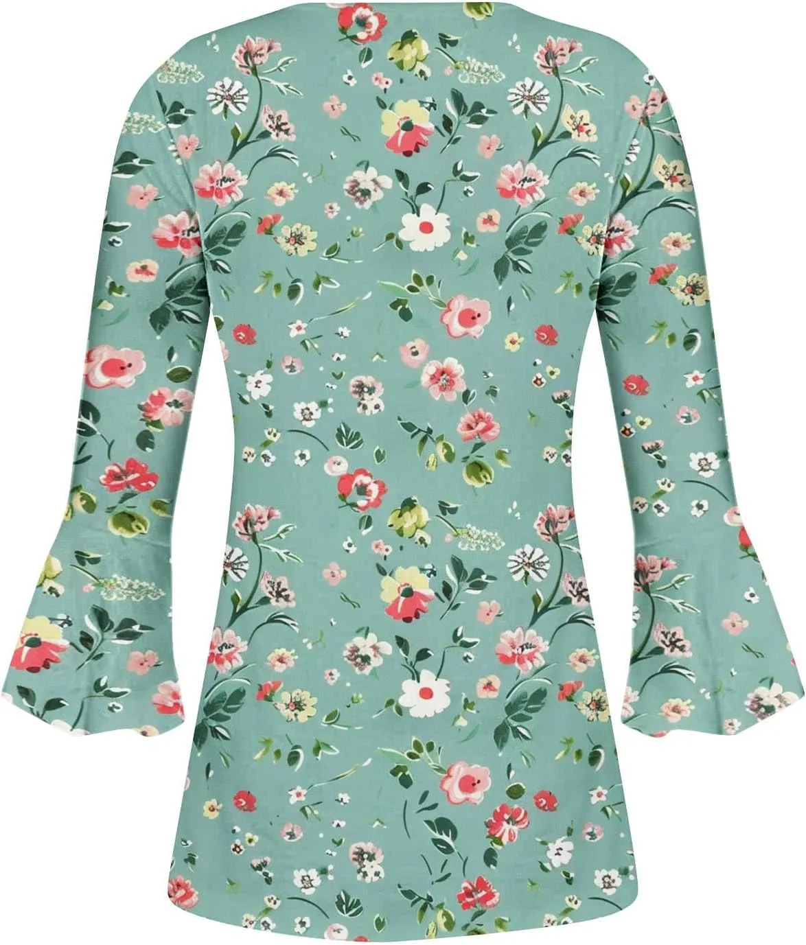 Womens 3/4 Sleeve Floral Top Vintage V Neck T Shirts Button Down Blouse Dressy Flowy Tops Trendy Loose Tops Blouse