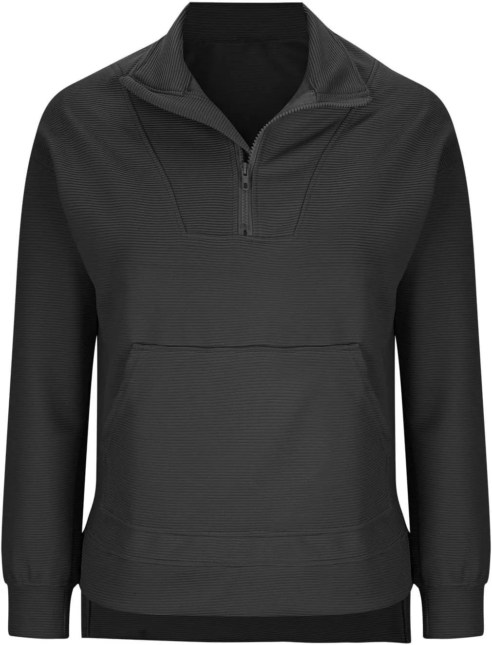 Womens 3/4 Zip Pullover Stand Collar Half Zip Sweatshirt with Pocket Casual Loose Fit Tunic Tops 2025 Spring Outfits