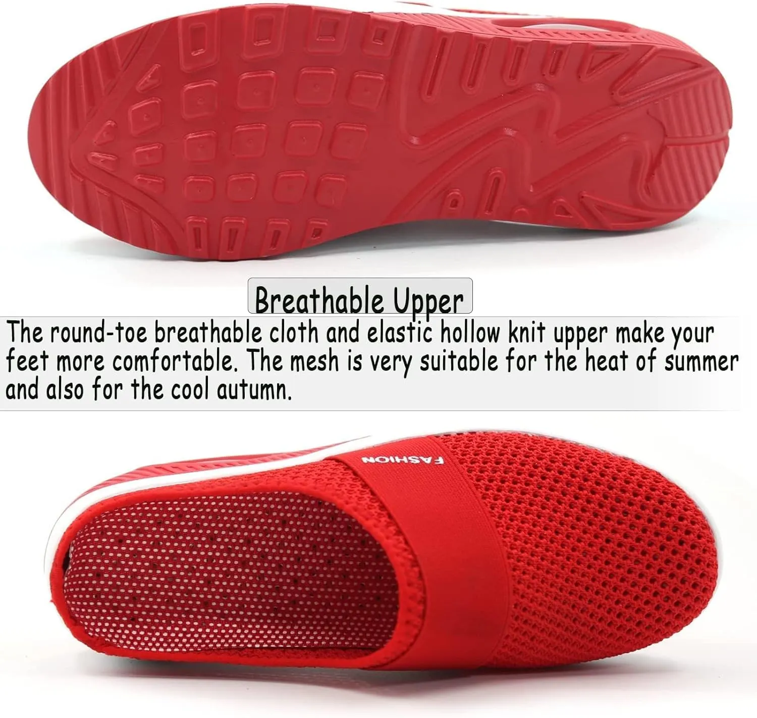 Womens Air Cushion Slip-On Walking Shoes Mesh Breathable Arch Support Sandals Closed Toe Wedge Platform Slippers