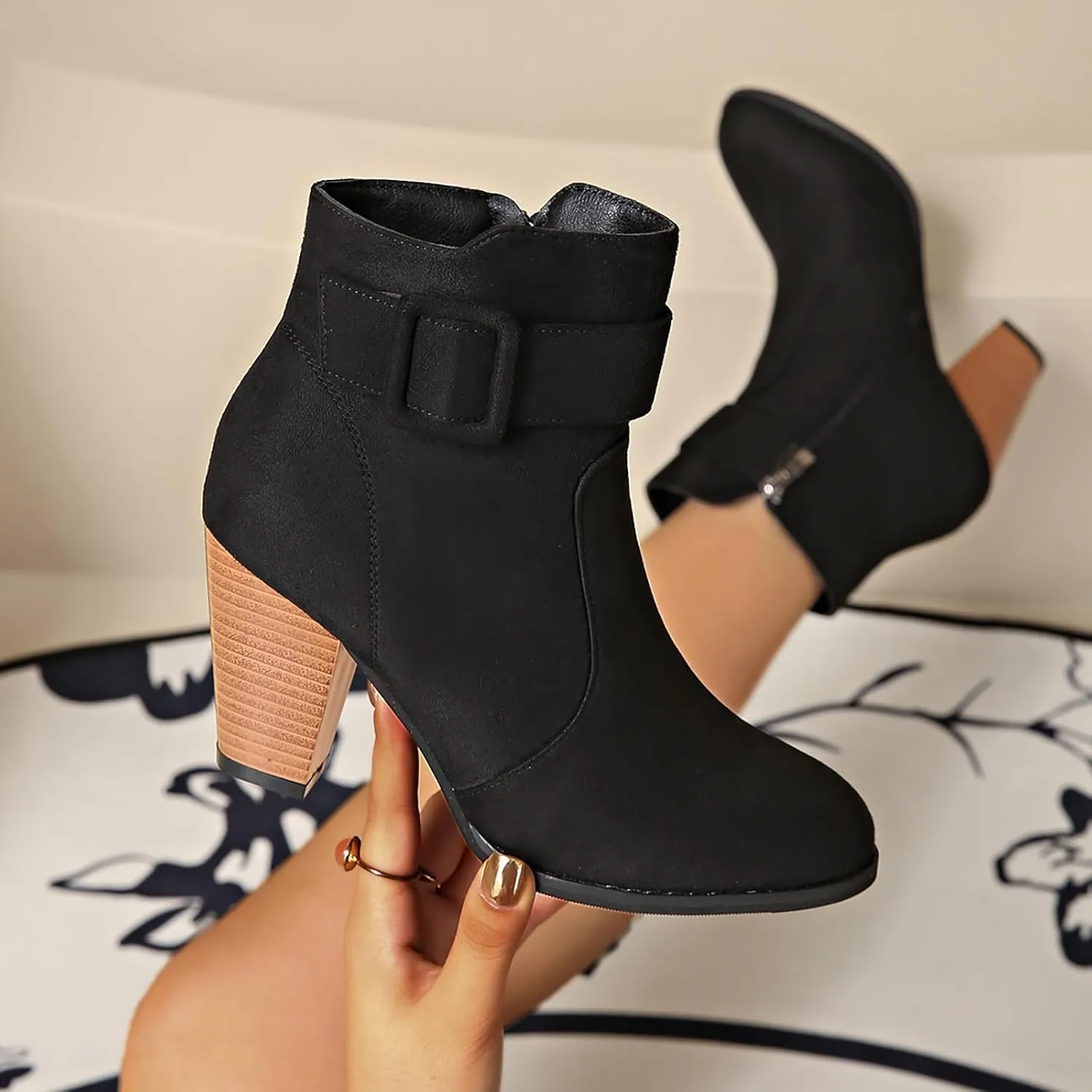 Womens Ankle Boots Bootie Heels for Women High Heel Boots for Women Womens Dressy Dress Ankle Boots Wide Width for Women Low Heel Lace Up Brown Ankle Boots for Women Low Heel Buckle
