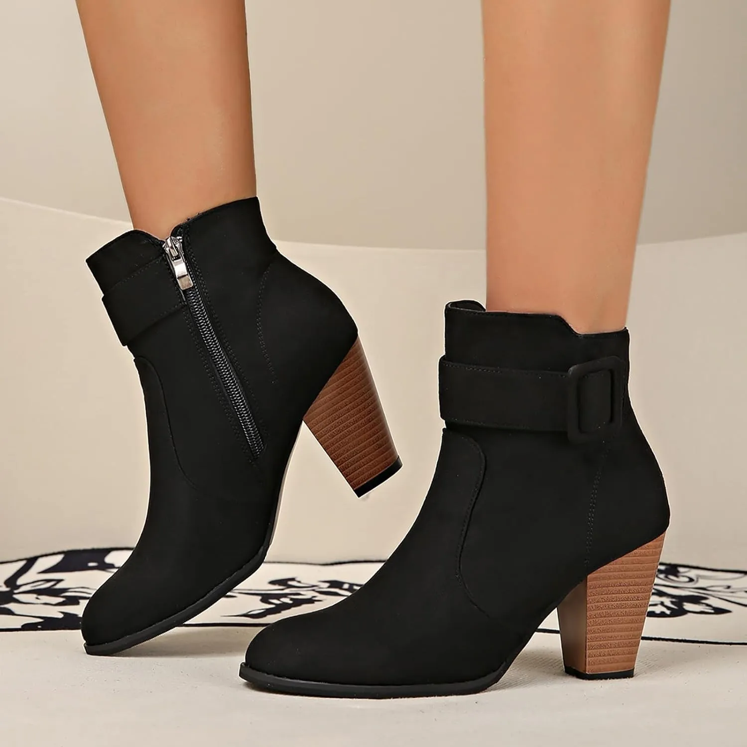 Womens Ankle Boots Bootie Heels for Women High Heel Boots for Women Womens Dressy Dress Ankle Boots Wide Width for Women Low Heel Lace Up Brown Ankle Boots for Women Low Heel Buckle