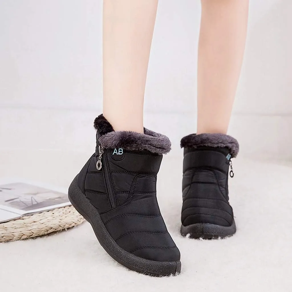 Womens Boots Snow Snow Boots Women Waterproof Insulated with Heel Cup Boots Women Winter Fuzzy Womens Waterproof Boots Tall Zipper Botas De Invierno Contra Agua Mujer