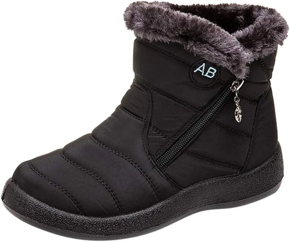 Womens Boots Snow Snow Boots Women Waterproof Insulated with Heel Cup Boots Women Winter Fuzzy Womens Waterproof Boots Tall Zipper Botas De Invierno Contra Agua Mujer