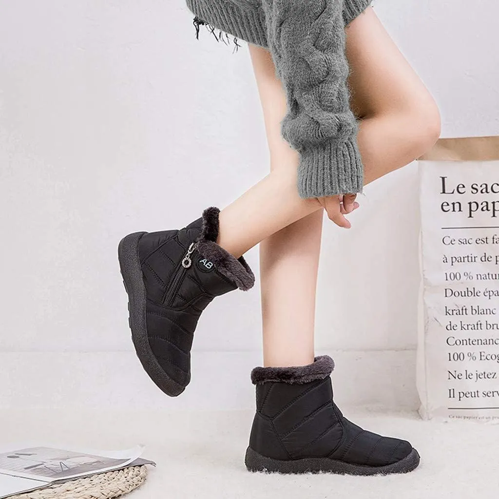 Womens Boots Snow Snow Boots Women Waterproof Insulated with Heel Cup Boots Women Winter Fuzzy Womens Waterproof Boots Tall Zipper Botas De Invierno Contra Agua Mujer