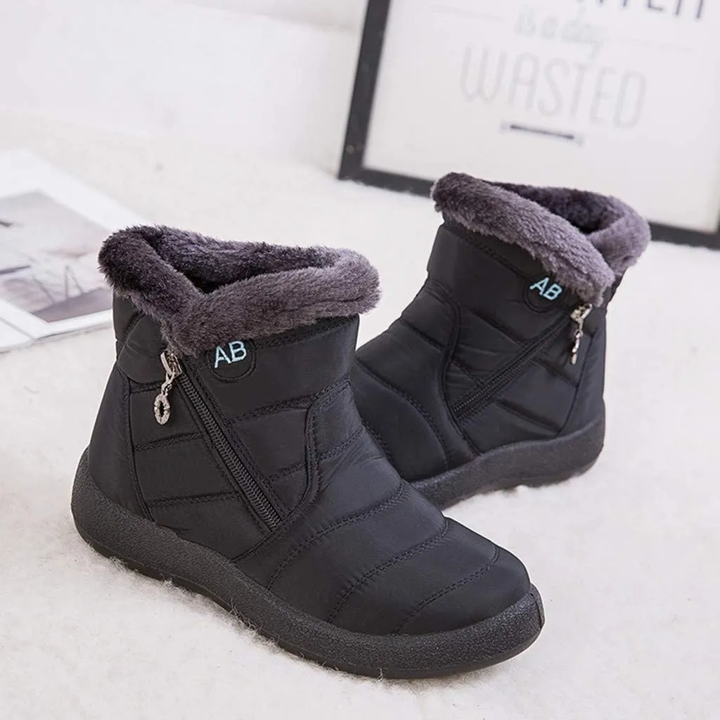 Womens Boots Snow Snow Boots Women Waterproof Insulated with Heel Cup Boots Women Winter Fuzzy Womens Waterproof Boots Tall Zipper Botas De Invierno Contra Agua Mujer