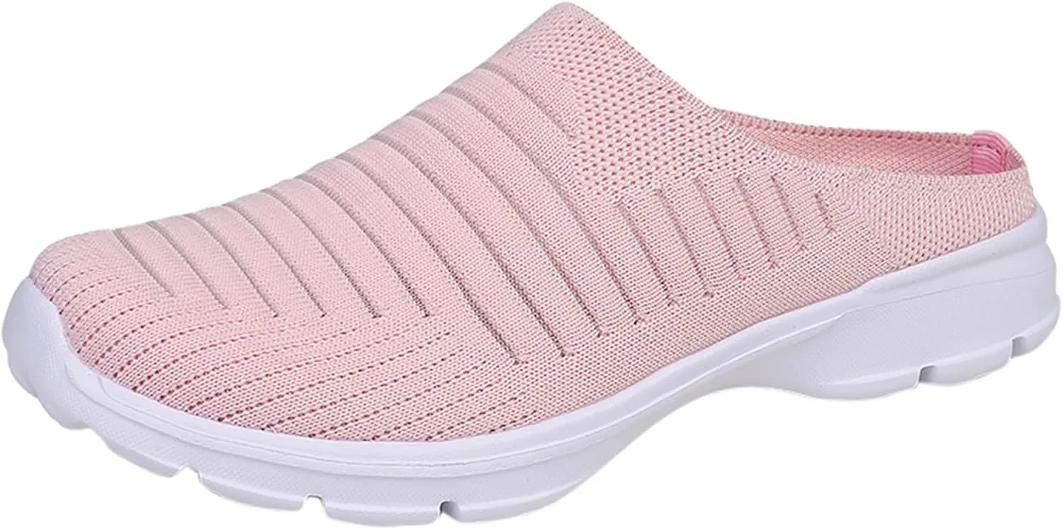 Womens Breathable Mesh Walking Mules Sneakers Close Toe Slingback Slip On Orthopedic Shoes with Arch Support Non-Slip Wide Width Casual Sneakers