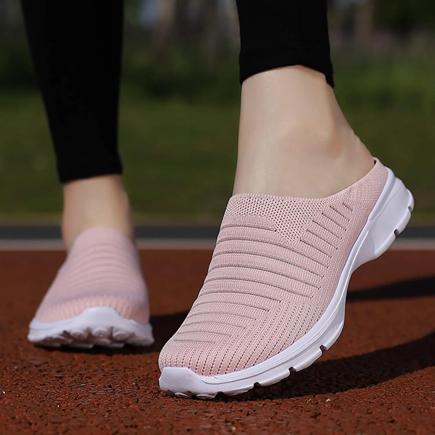 Womens Breathable Mesh Walking Mules Sneakers Close Toe Slingback Slip On Orthopedic Shoes with Arch Support Non-Slip Wide Width Casual Sneakers