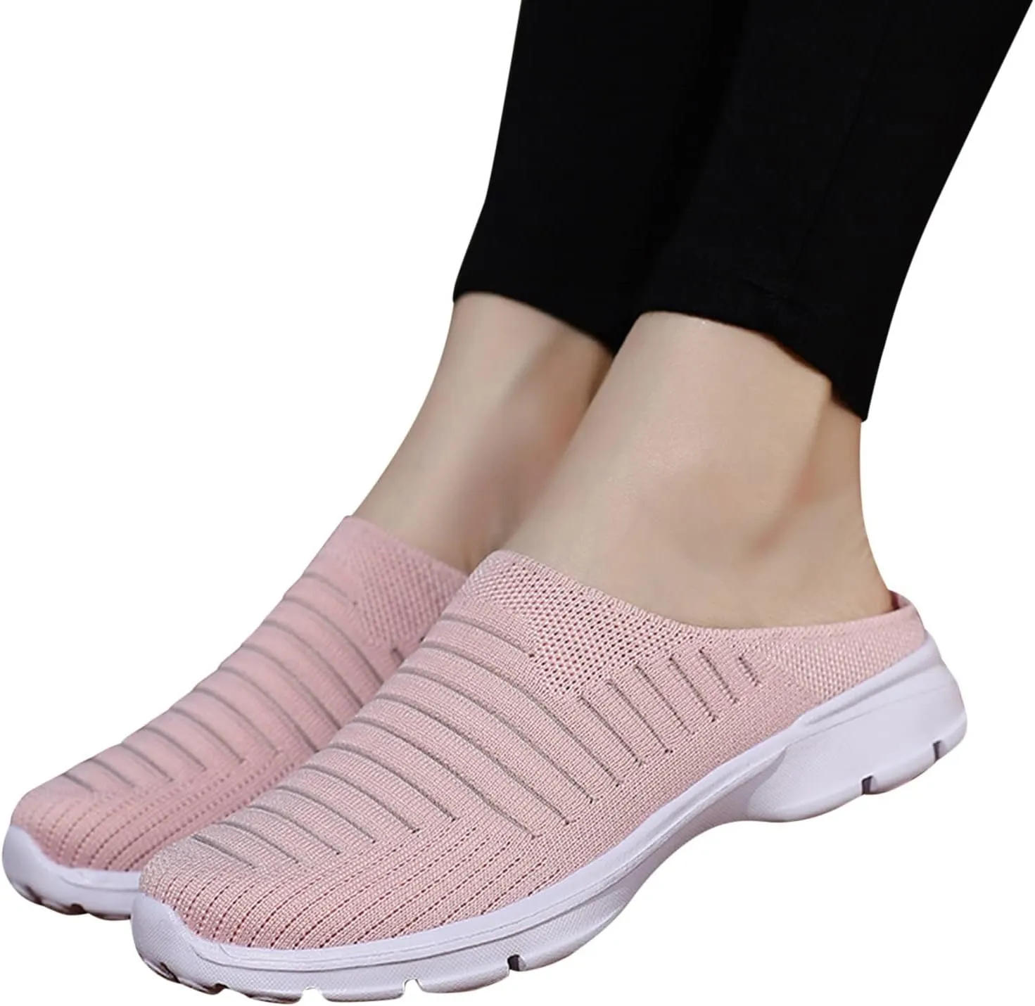 Womens Breathable Mesh Walking Mules Sneakers Close Toe Slingback Slip On Orthopedic Shoes with Arch Support Non-Slip Wide Width Casual Sneakers