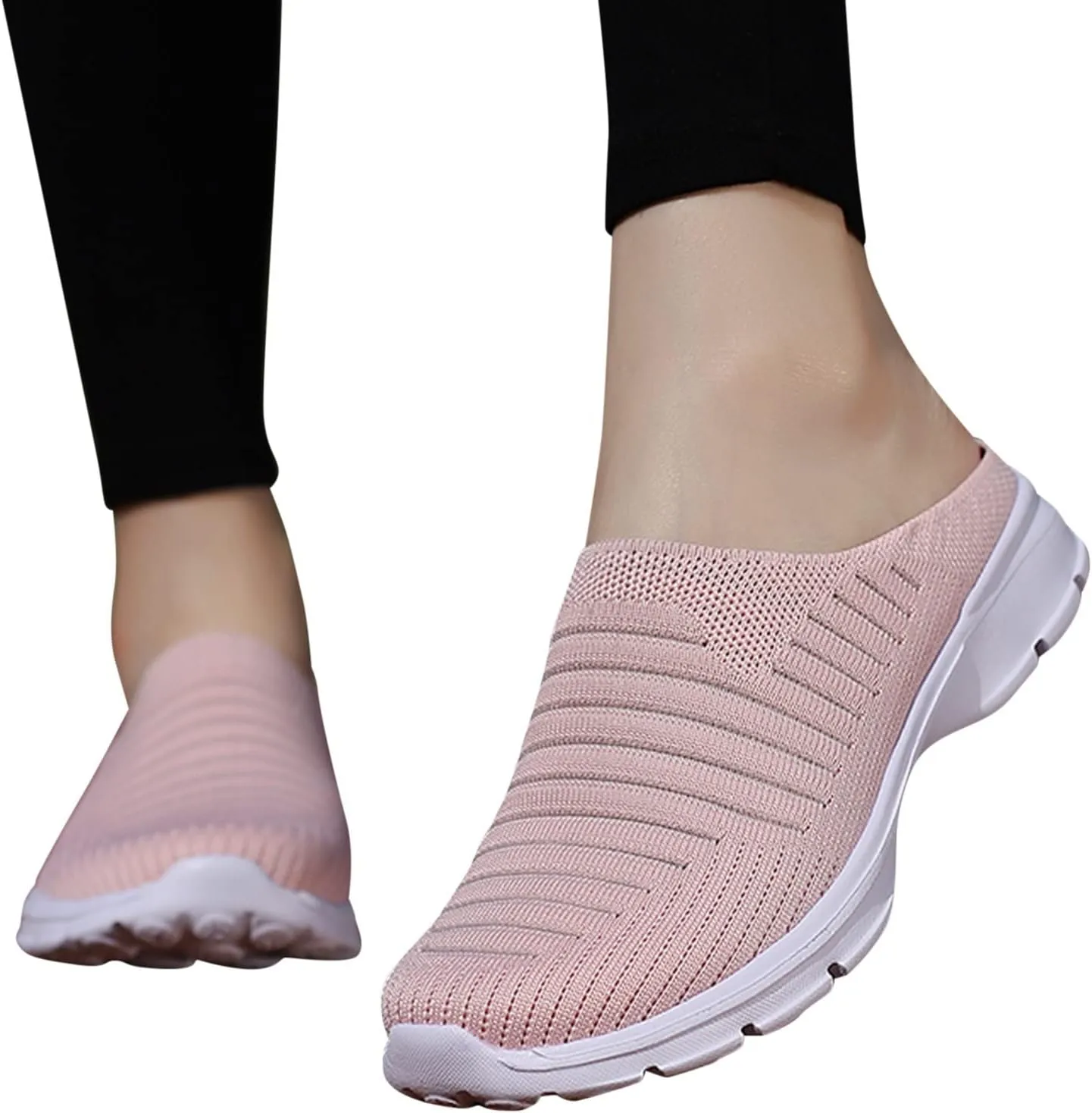 Womens Breathable Mesh Walking Mules Sneakers Close Toe Slingback Slip On Orthopedic Shoes with Arch Support Non-Slip Wide Width Casual Sneakers
