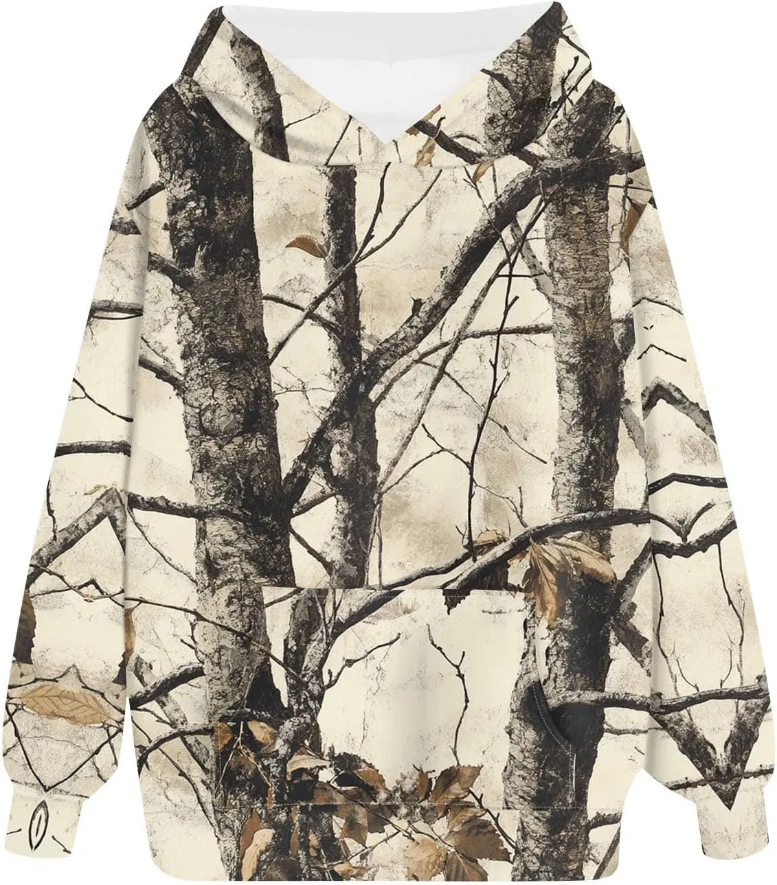 Womens Camo Hoodie Fall Winter Sweatshirt Maple Leaf Print Hoodie Drop Shoulder Long Sleeve Camo Shirt With Pocket