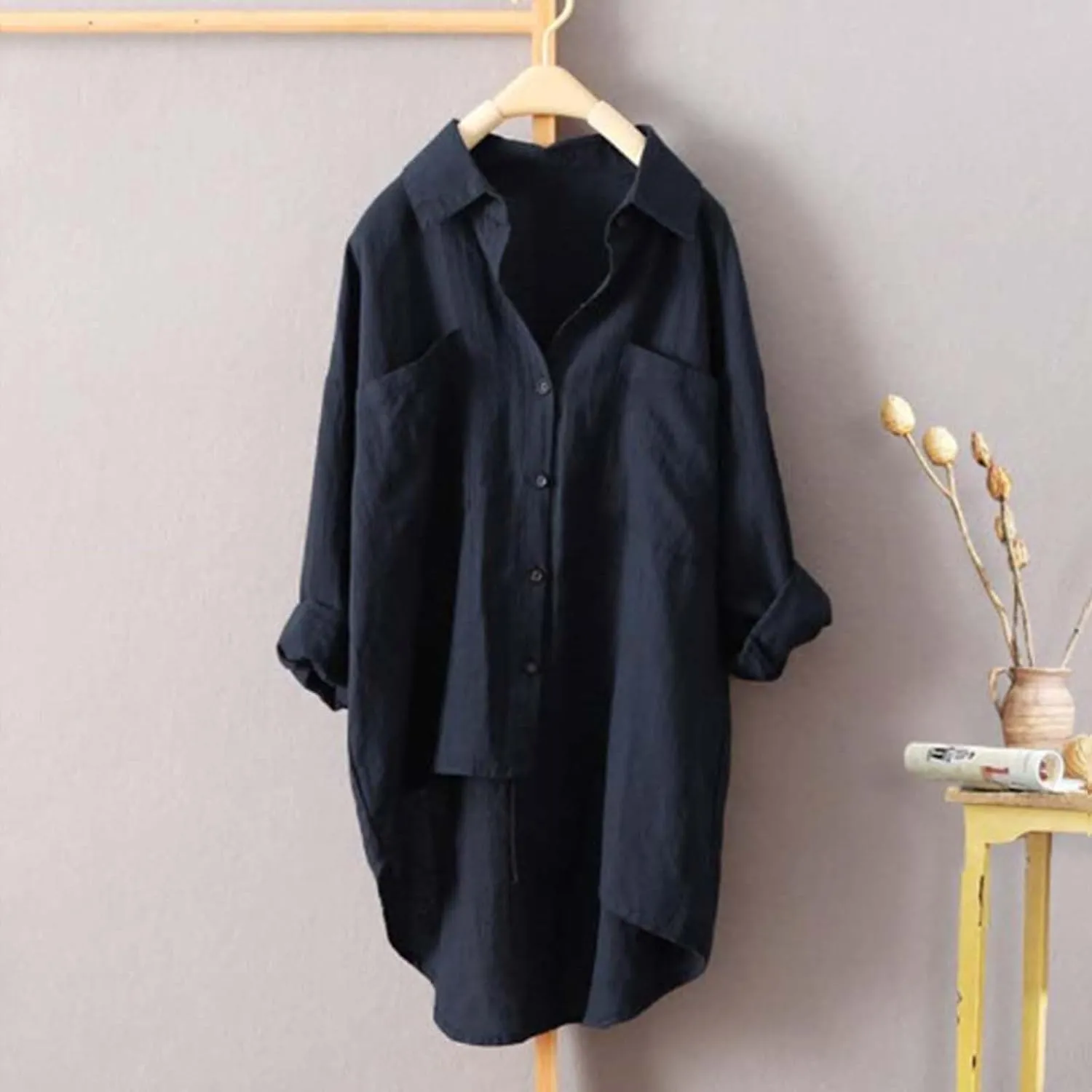 Womens Classic Plaid Shirt Long Sleeve Button Down Up Shirts 2025 Stylish Oversized Loose Fit Blouse V Neck Tops