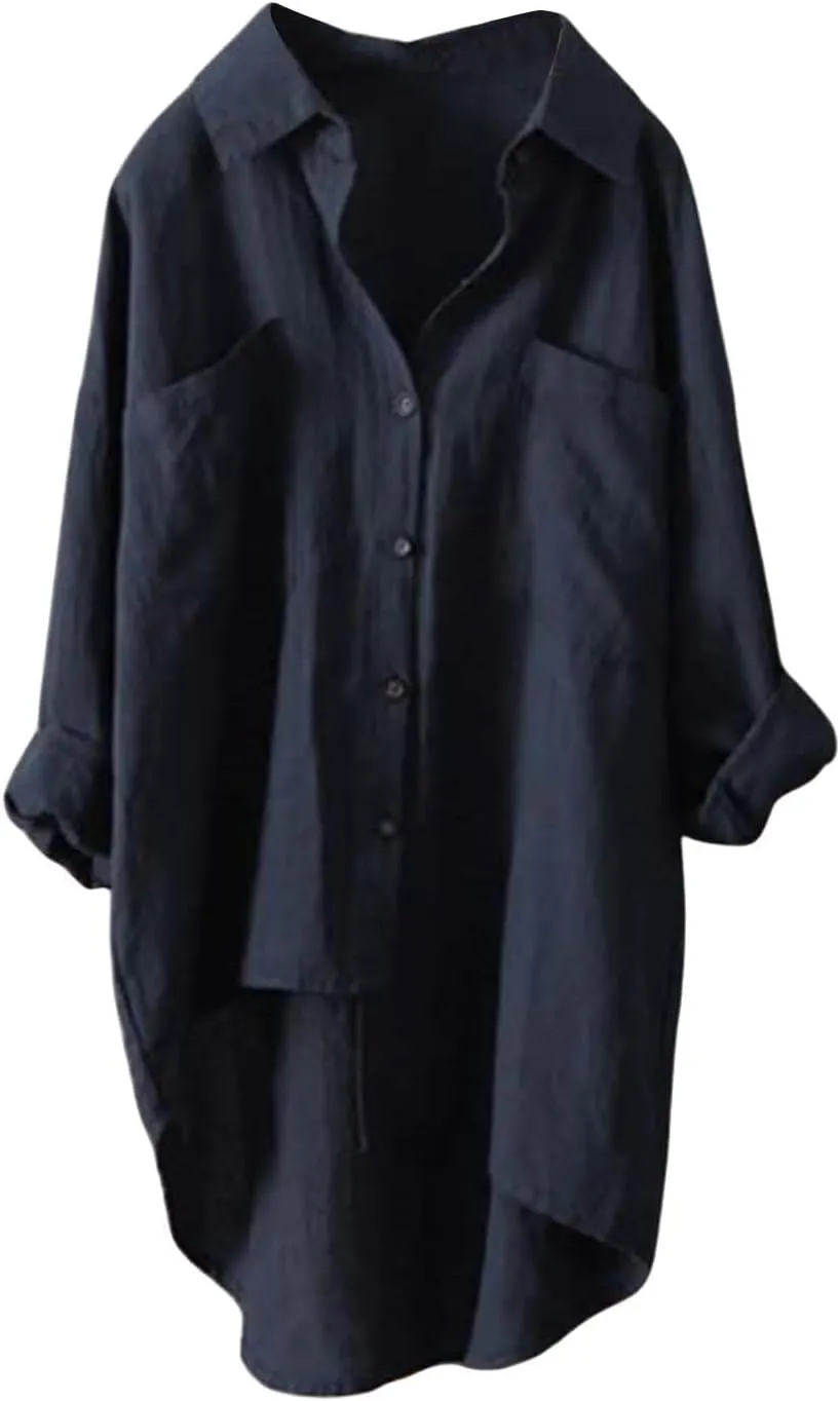 Womens Classic Plaid Shirt Long Sleeve Button Down Up Shirts 2025 Stylish Oversized Loose Fit Blouse V Neck Tops