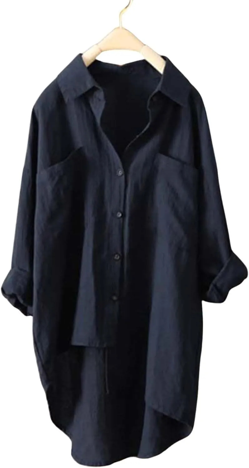 Womens Classic Plaid Shirt Long Sleeve Button Down Up Shirts 2025 Stylish Oversized Loose Fit Blouse V Neck Tops