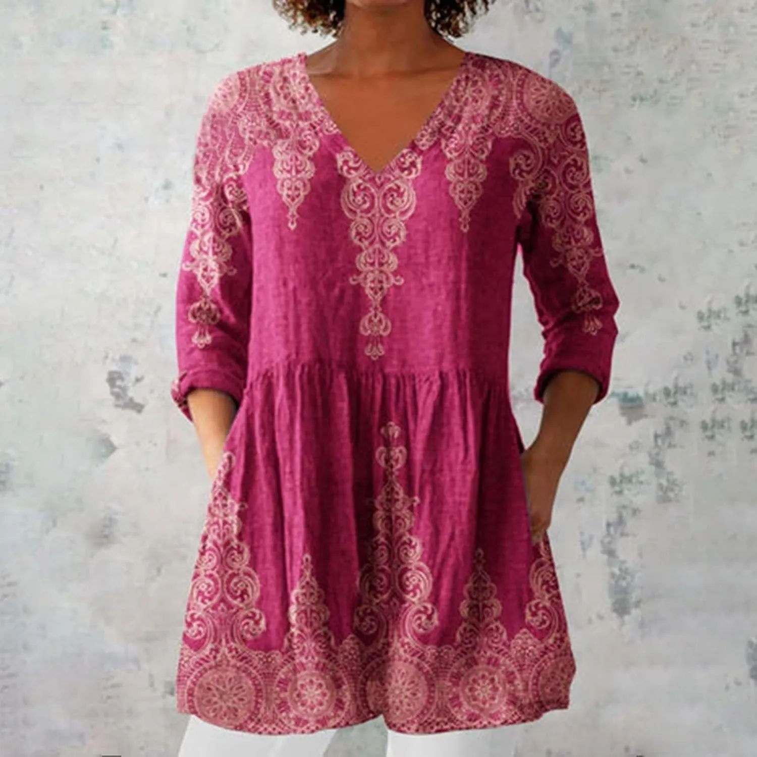 Womens Cool Vintage Boho Vacation Blouse Loose Flowy Floral Graphic Button Down Shirt Trendy 2025 Workwear Tunics